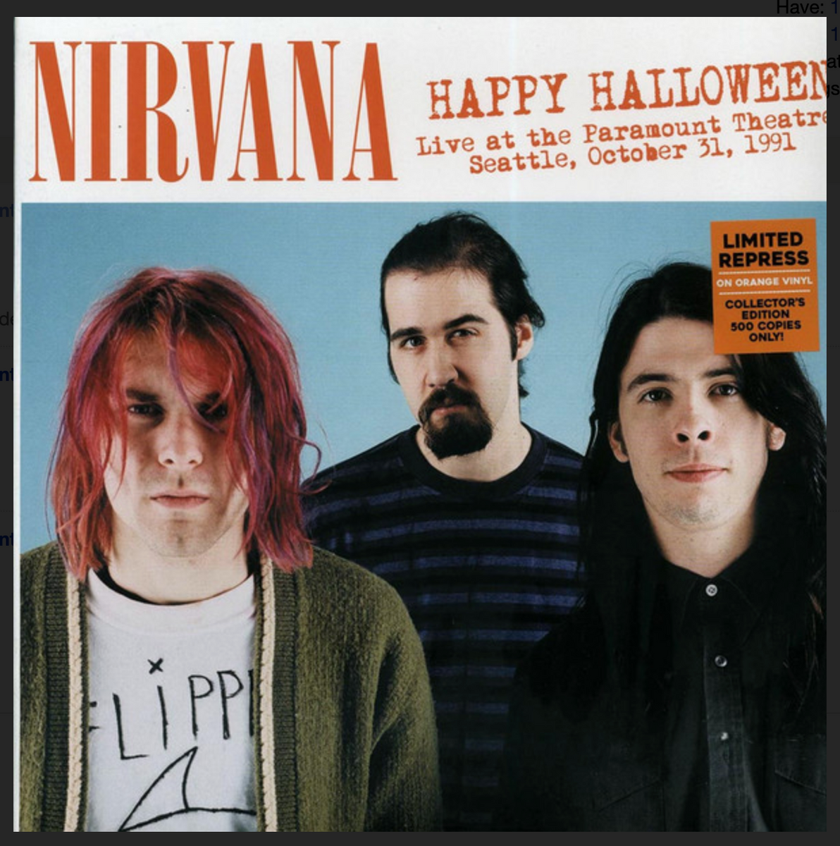 Nirvana Live at the good Paramount 2lp vinyl halloween orange pressing