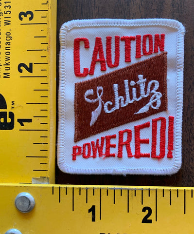 Caution Schlitz Powered embroidered patch NOS vintage